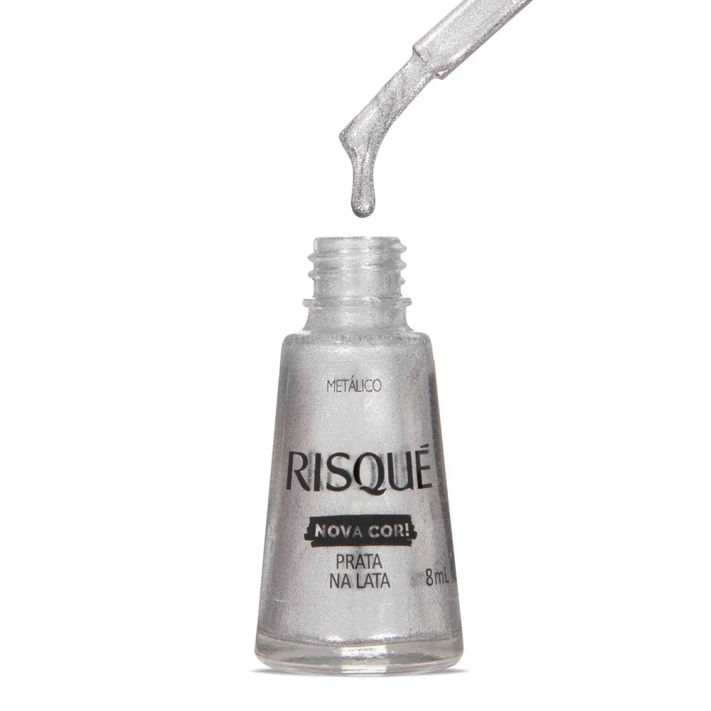 Esmalte Risqué Prateado Prata Na Lata Metálico 8ml — foto 7