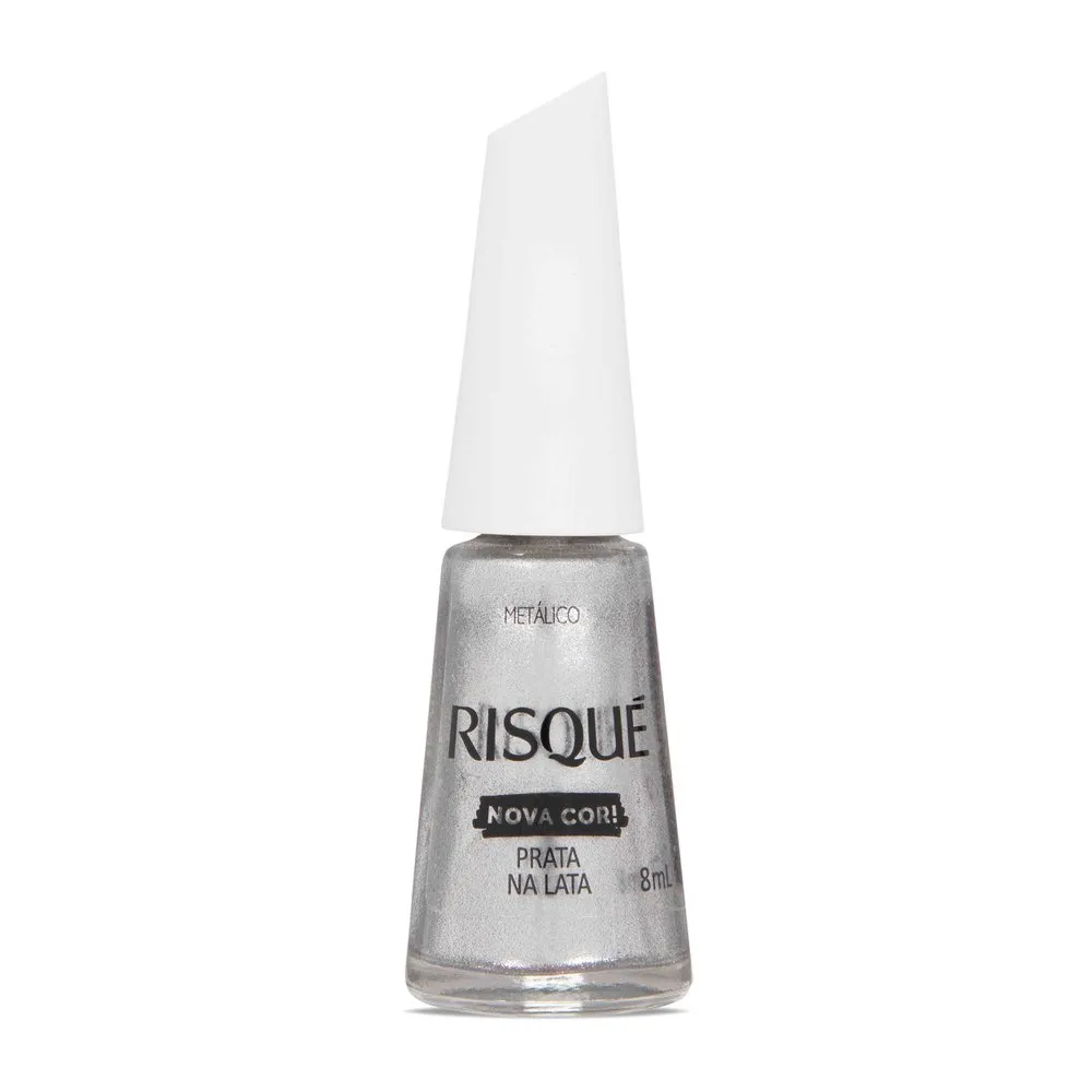 Esmalte Risqué Prateado Prata Na Lata Metálico 8ml