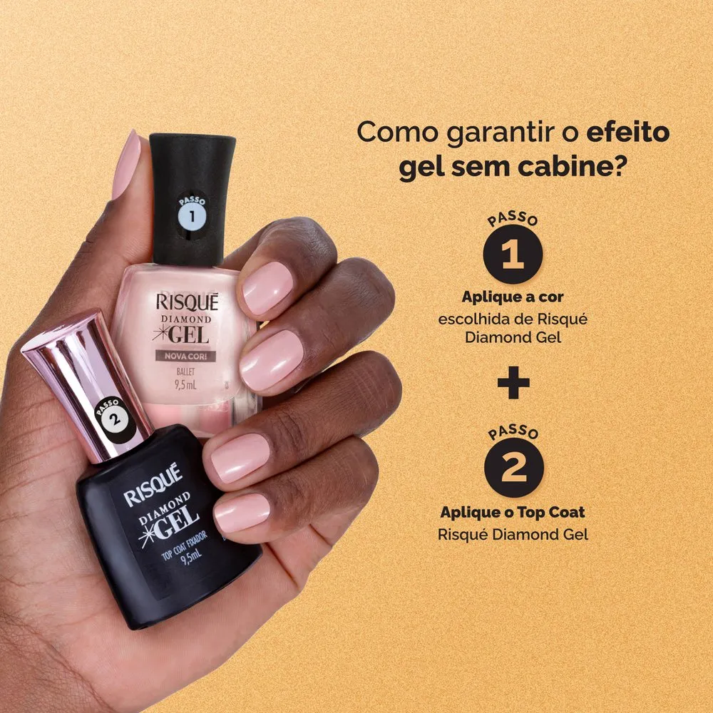 Esmalte Risqué Rosa Diamond Gel Ballet Metálico 9,5ml — foto 3