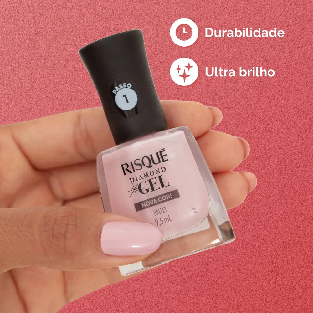 Esmalte Risqué Rosa Diamond Gel Ballet Metálico 9,5ml — foto 4