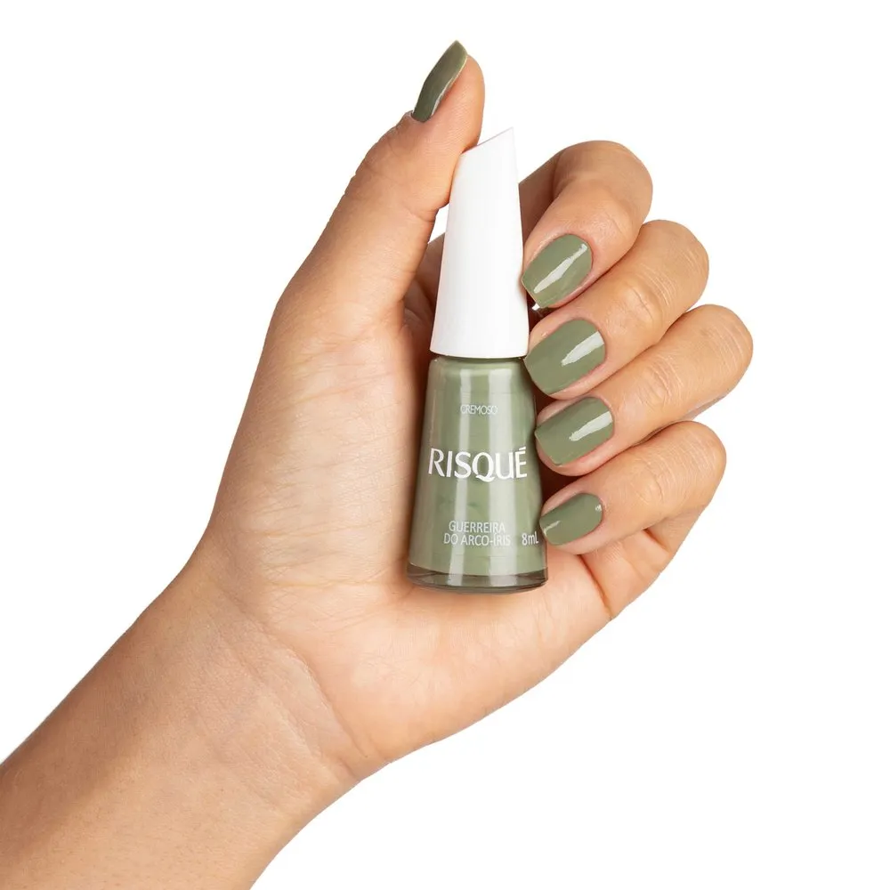 Esmalte Risqué Verde Militar Cremoso Guerreira do Arco-íris 8ml — foto 2