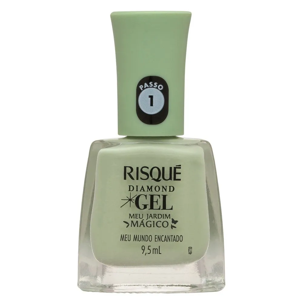 Esmalte Verde Claro Cremoso Risqué Diamond Gel Meu Jardim Mágico Meu Mundo Encantado 9,5ml