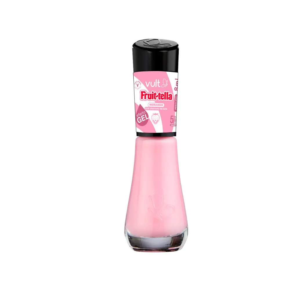 Esmalte Vult Fruit-tella Efeito Gel Rosa Morango Perolado 8ml