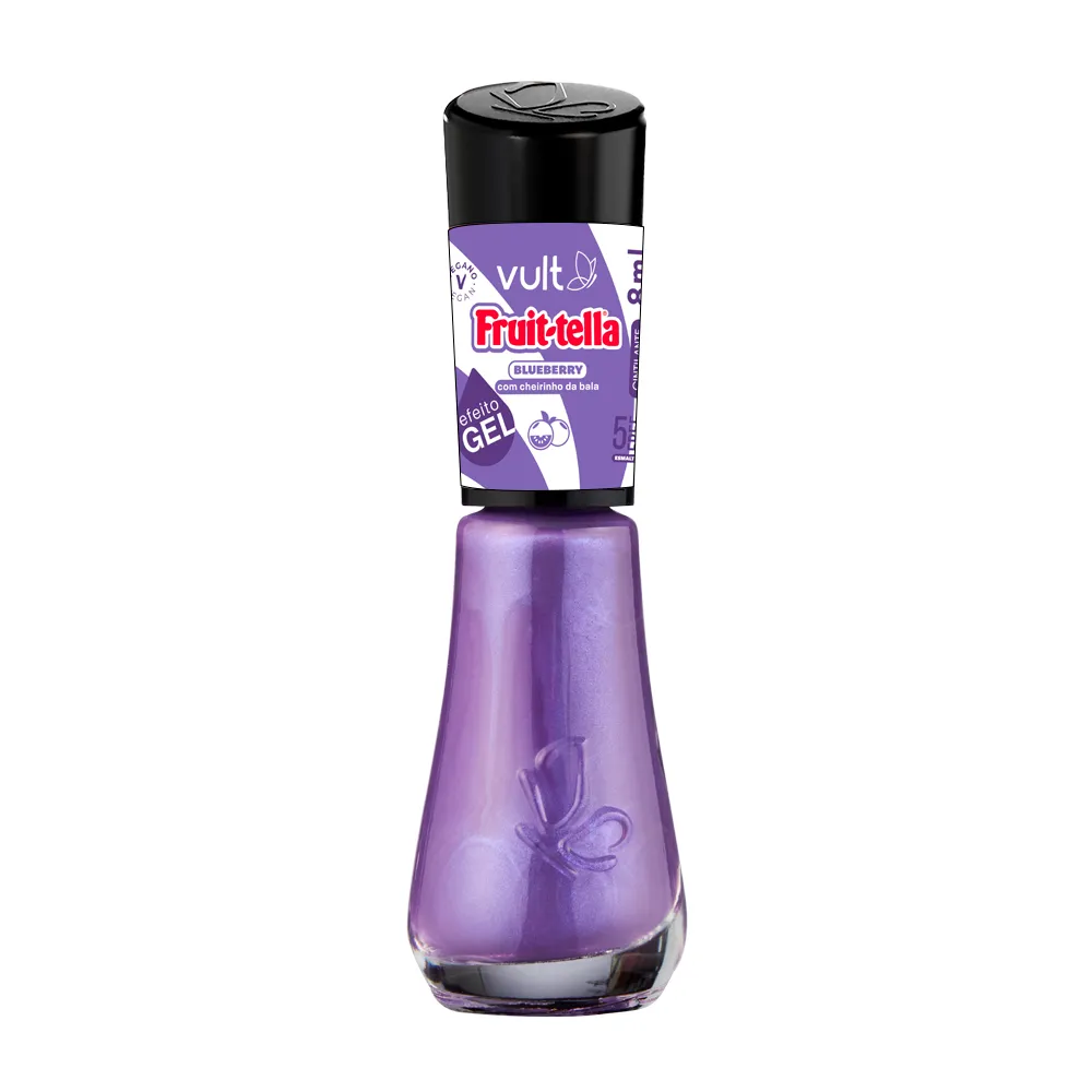 Esmalte Vult Fruit-tella Efeito Gel Roxo Blueberry Cintilante 8ml