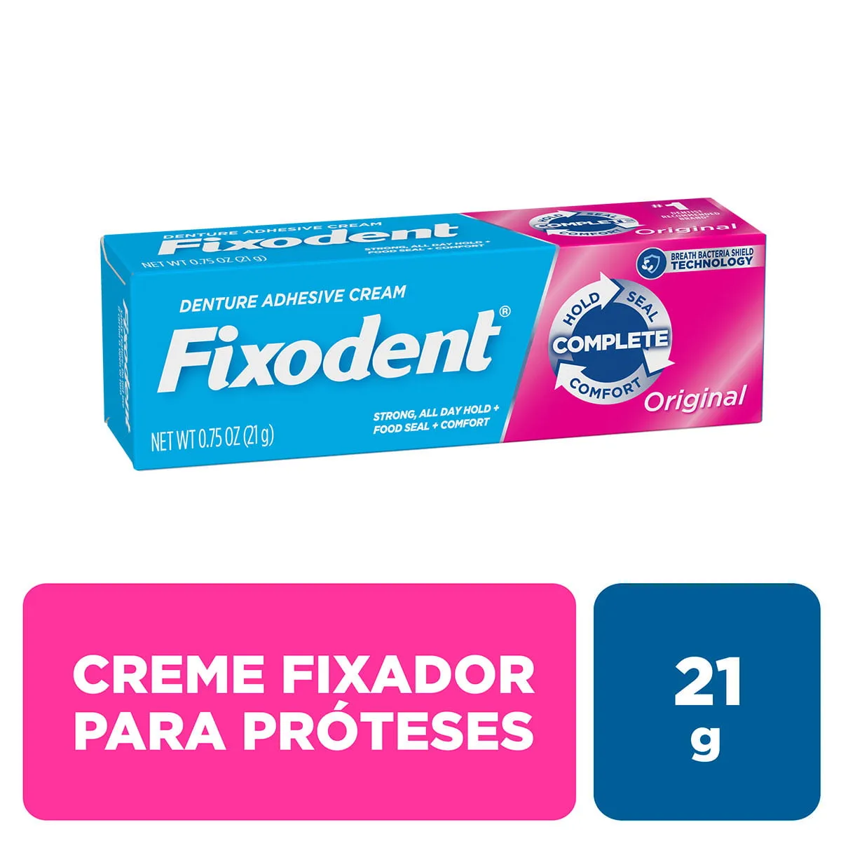 Fixador de Prótese Fixodent Complete Sabor Original Creme 21g