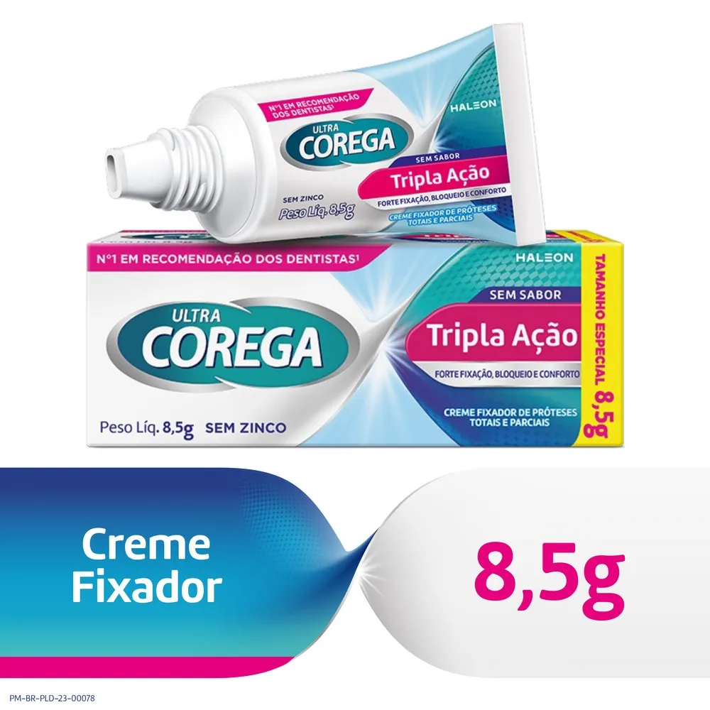 Fixador de Prótese Ultra Corega Tripla Ação Sem Sabor Creme 8,5g