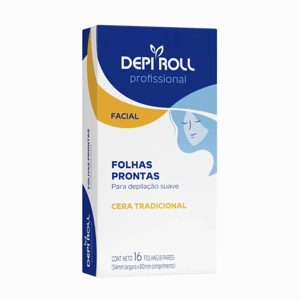 Folhas Depilatórias Depiroll Profissional Facial Tradicional 16 Unidades