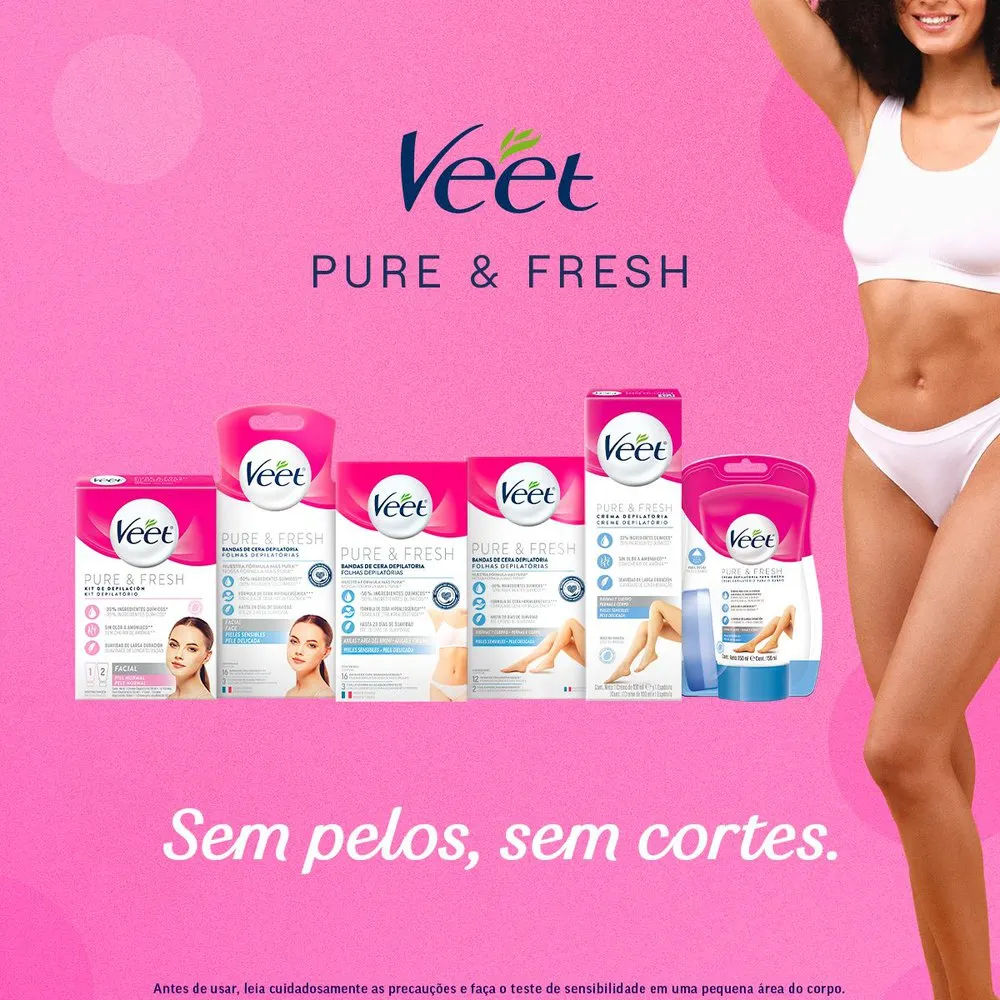 Folhas Depilatórias Veet Pure & Fresh Facial Pele Sensível 16 Unidades — foto 9