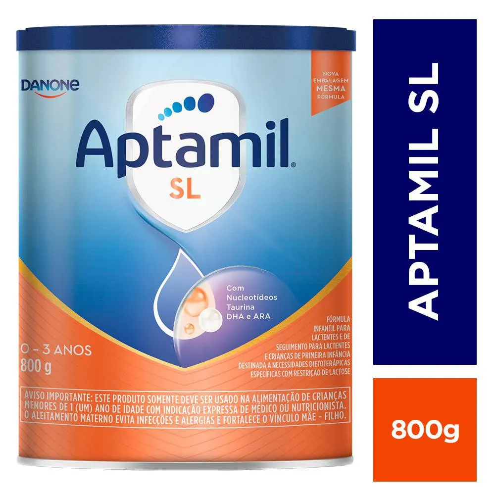 Fórmula Infantil Aptamil SL Sem Lactose de 0 a 3 anos 800g
