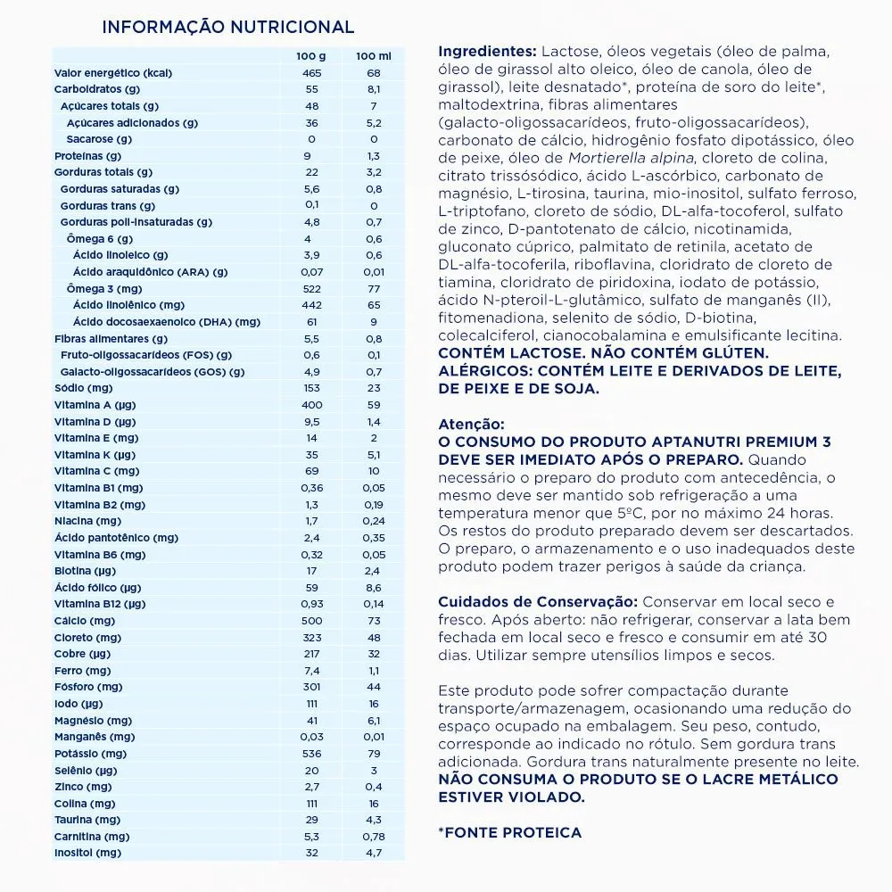 Fórmula Infantil Aptanutri Premium 3 800g — foto 4