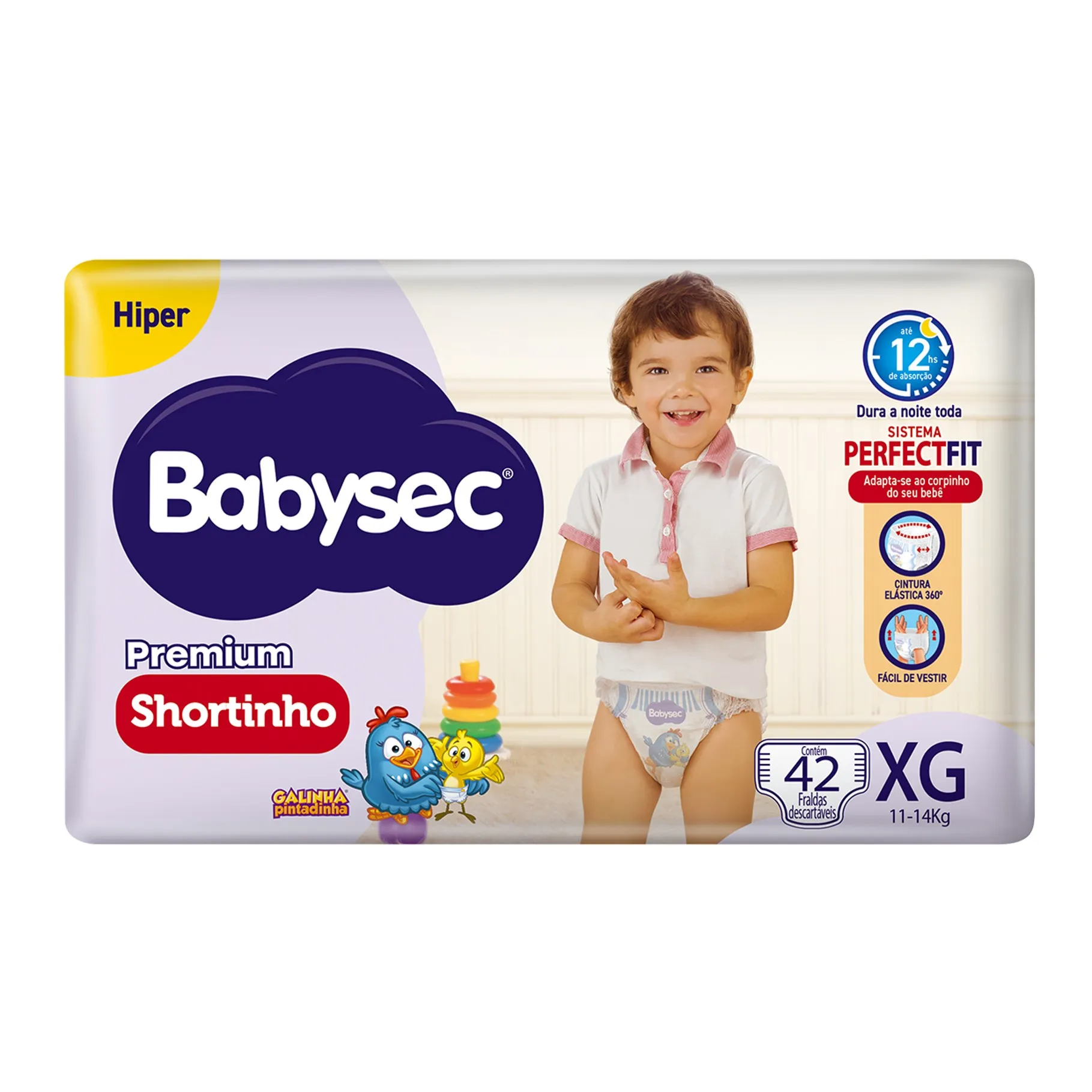 Fralda Babysec Premium Shortinho Galinha Pintadinha XG 42 Unidades — foto 3