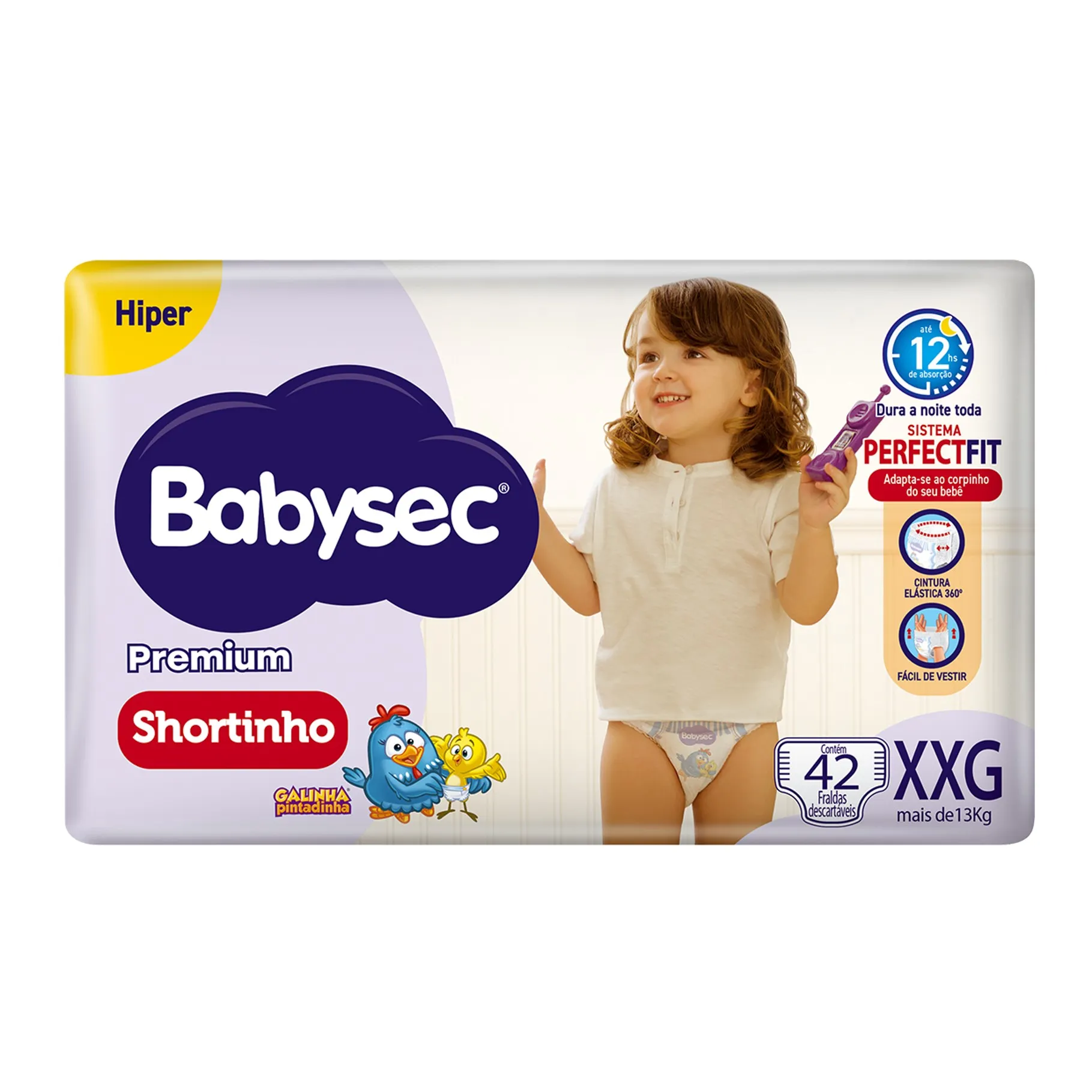 Fralda Babysec Premium Shortinho Galinha Pintadinha XXG 42 Unidades — foto 2