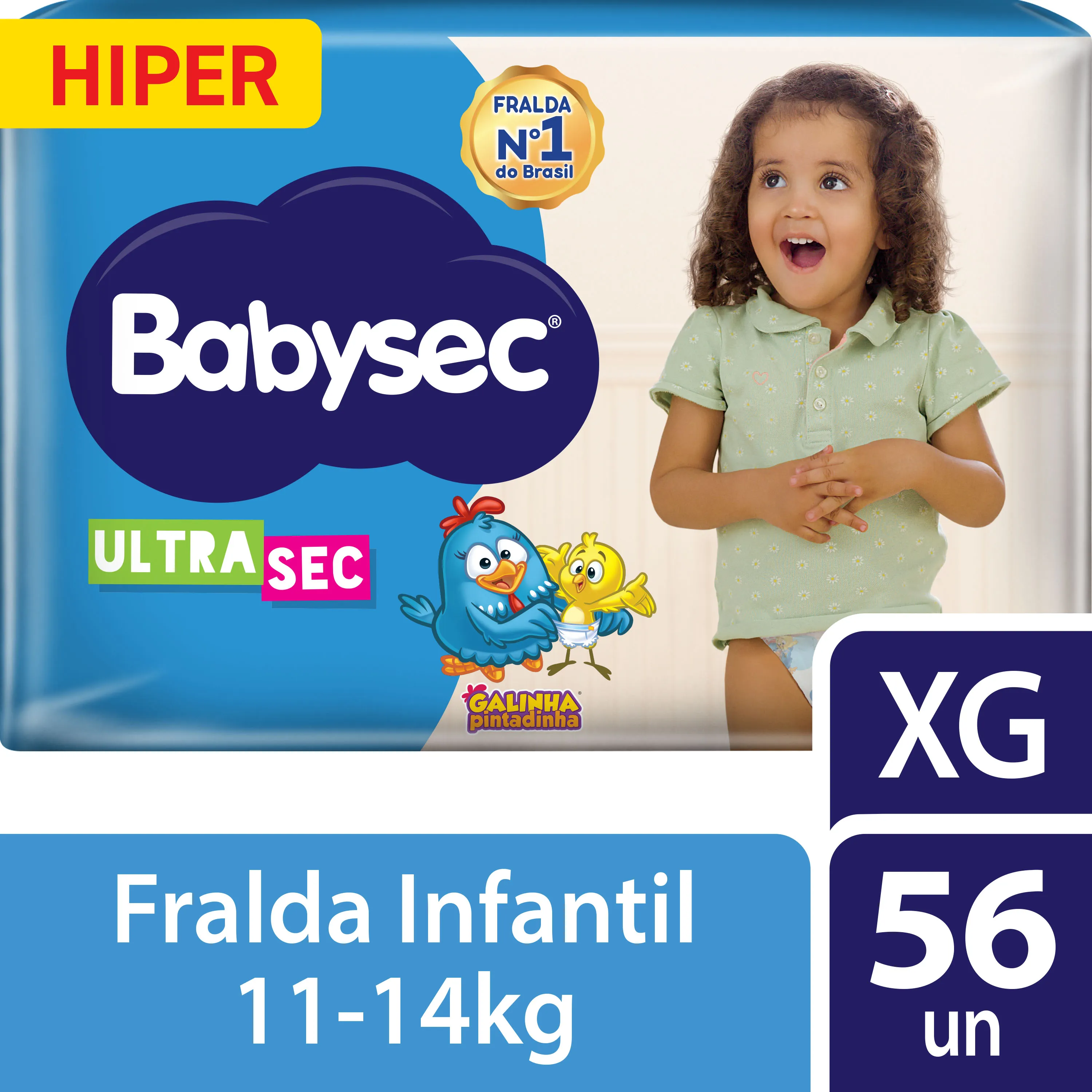 Fralda Babysec Ultrasec Hiper Galinha Pintadinha XG 56 Unidades