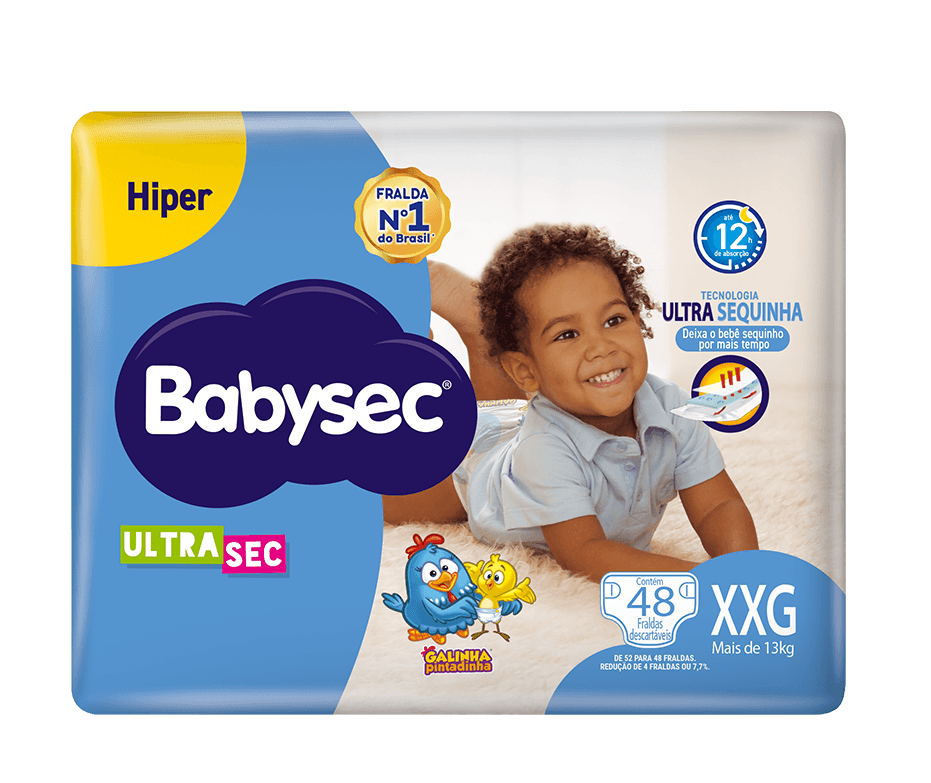 Fralda Babysec Ultrasec Hiper Galinha Pintadinha XXG 52 Unidades