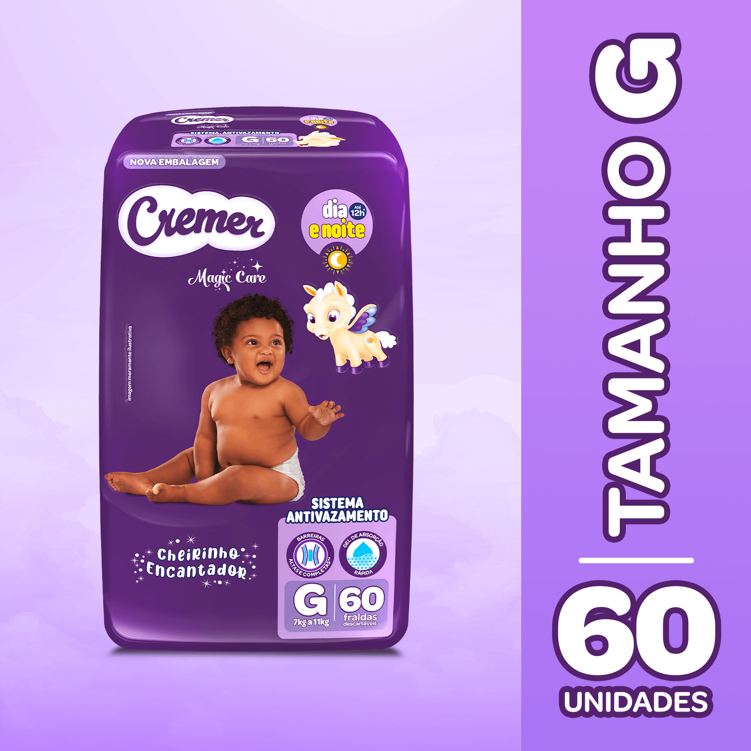 Fralda Cremer Magic Care Dia e Noite G 60 Unidades