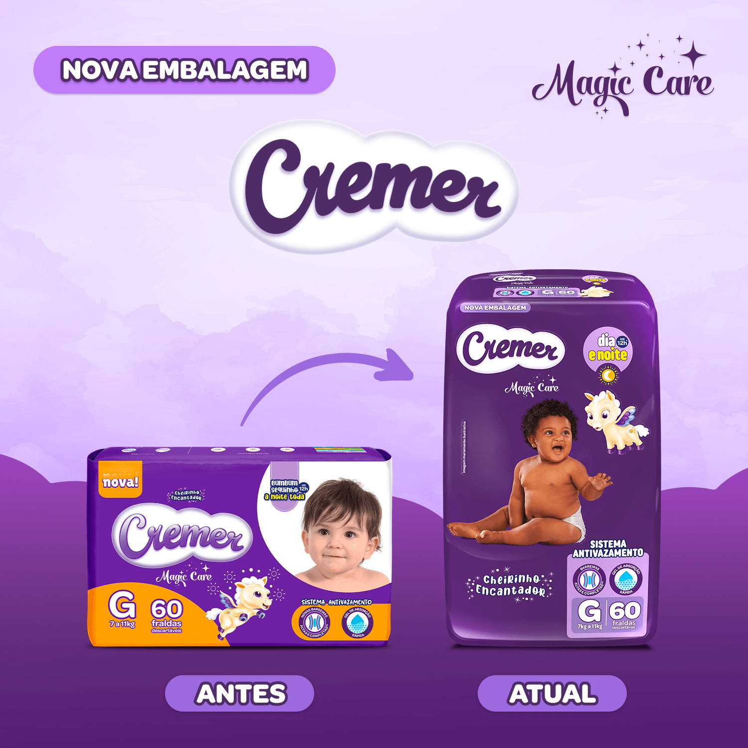 Fralda Cremer Magic Care Dia e Noite G 60 Unidades — foto 3