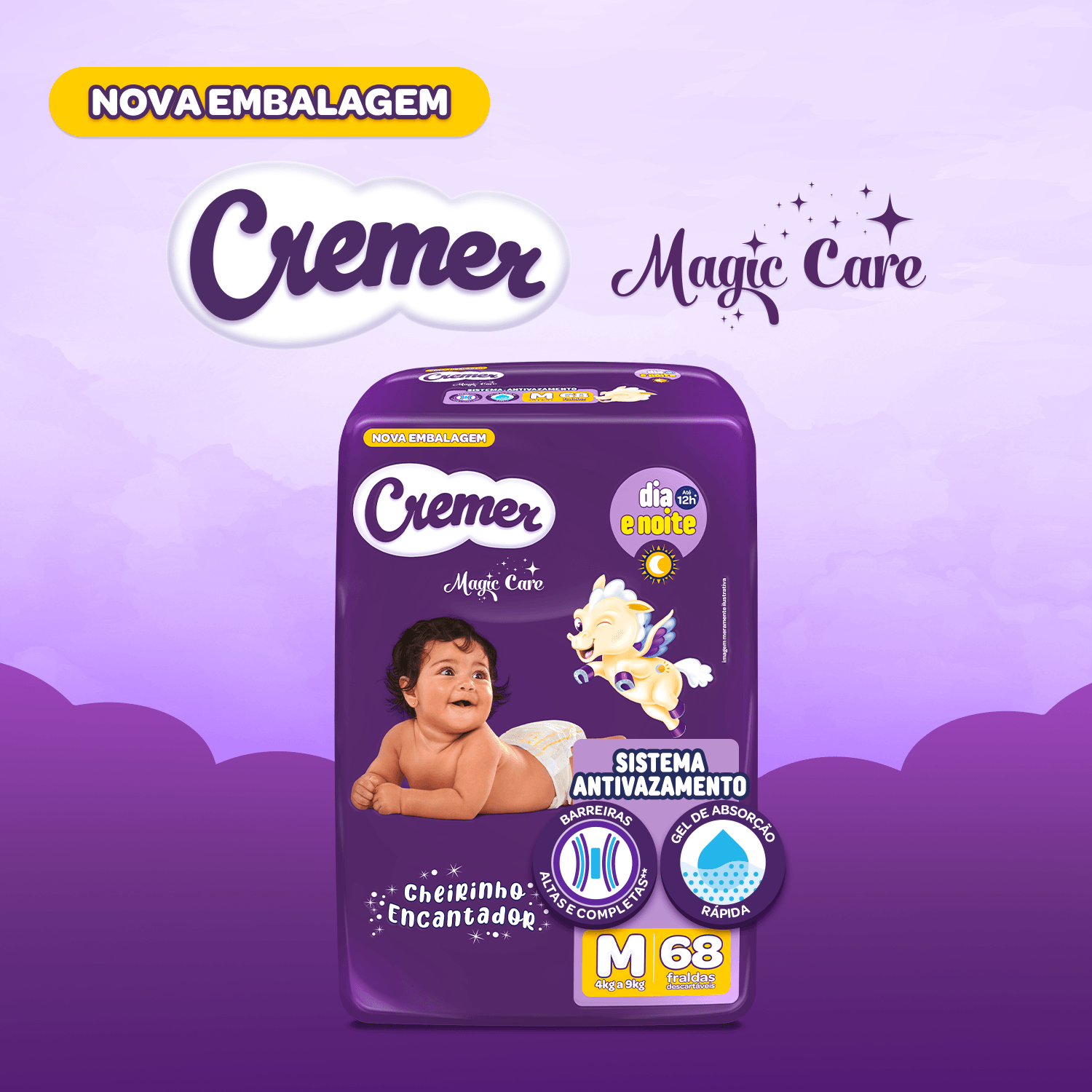 Fralda Cremer Magic Care Dia e Noite M 68 Unidades — foto 4
