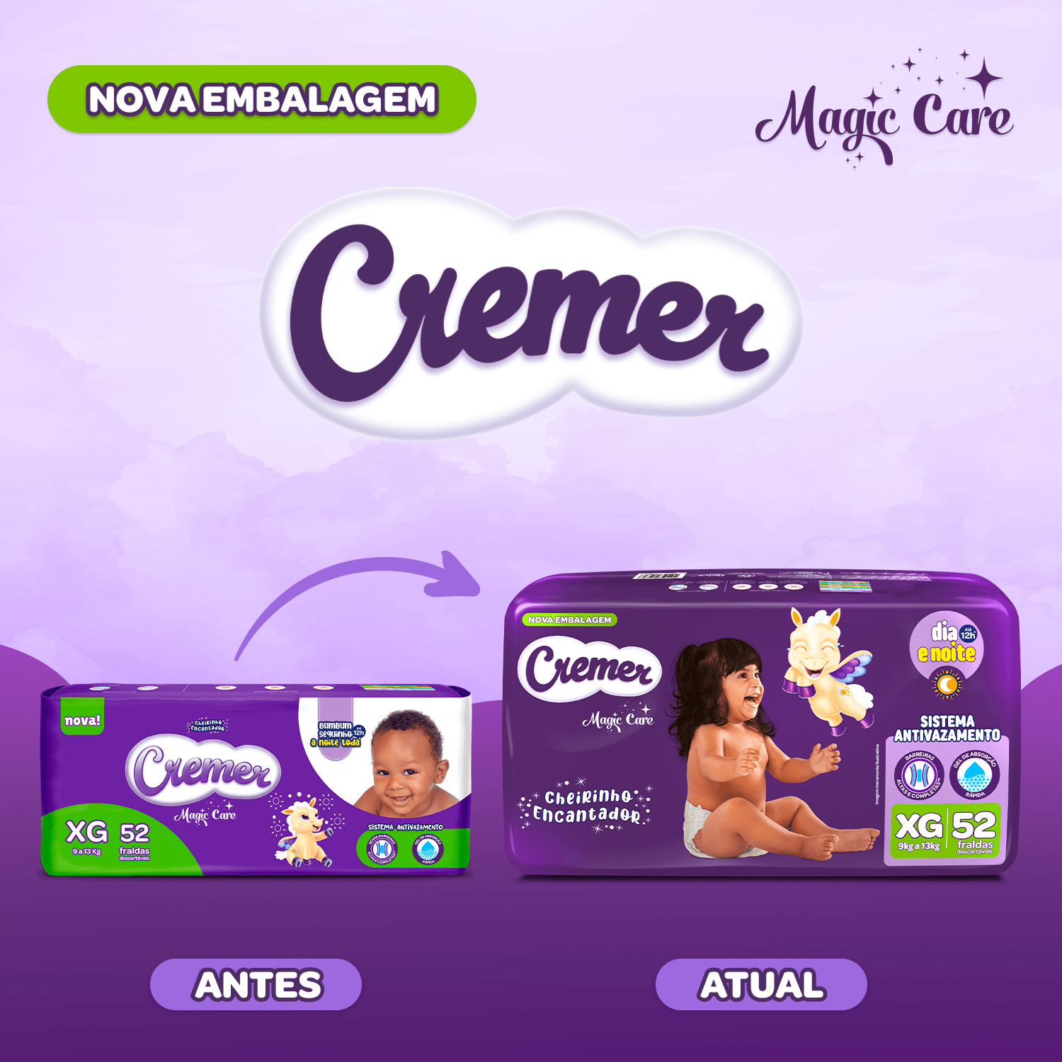 Fralda Cremer Magic Care Dia e Noite XG 52 Unidades — foto 3