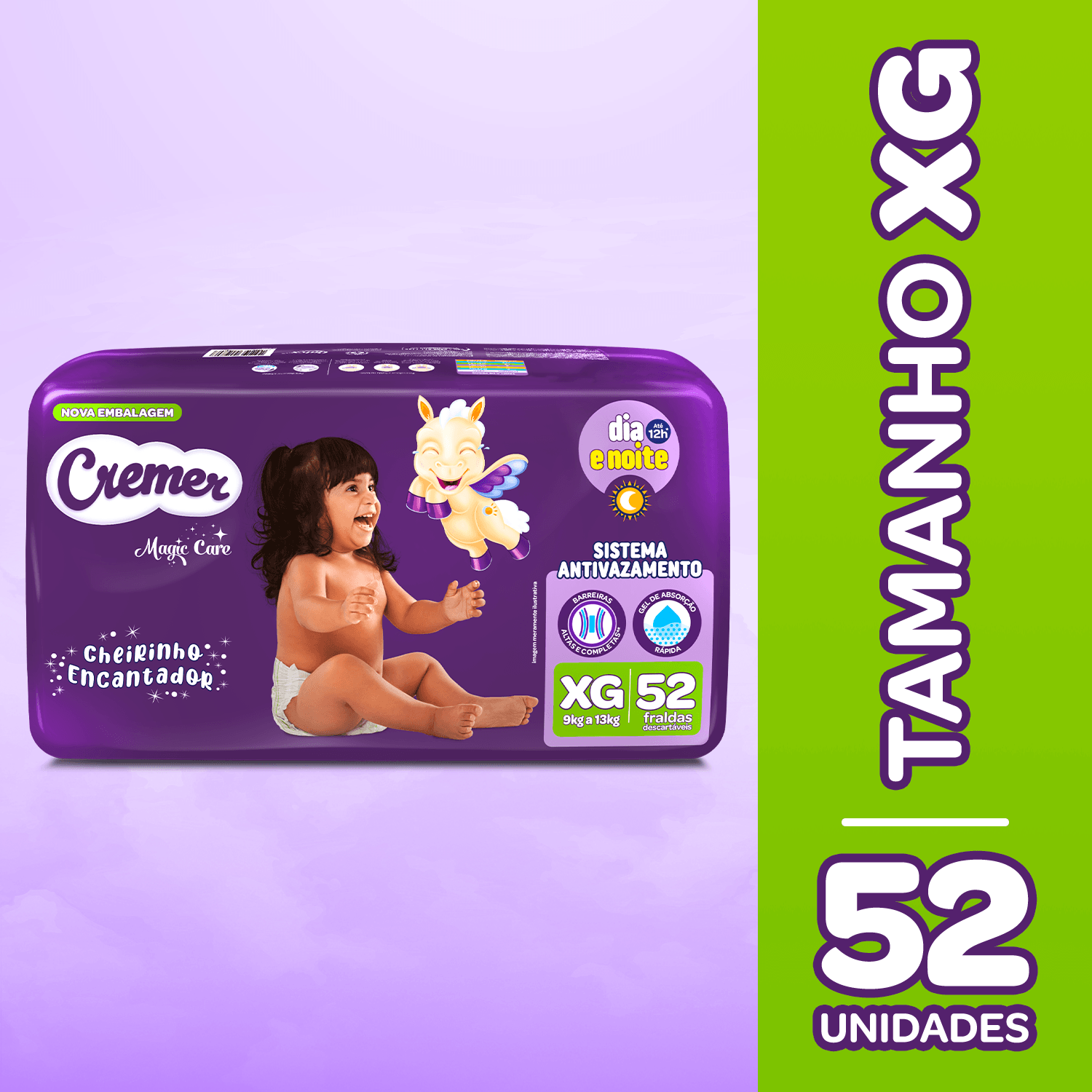 Fralda Cremer Magic Care Dia e Noite XG 52 Unidades