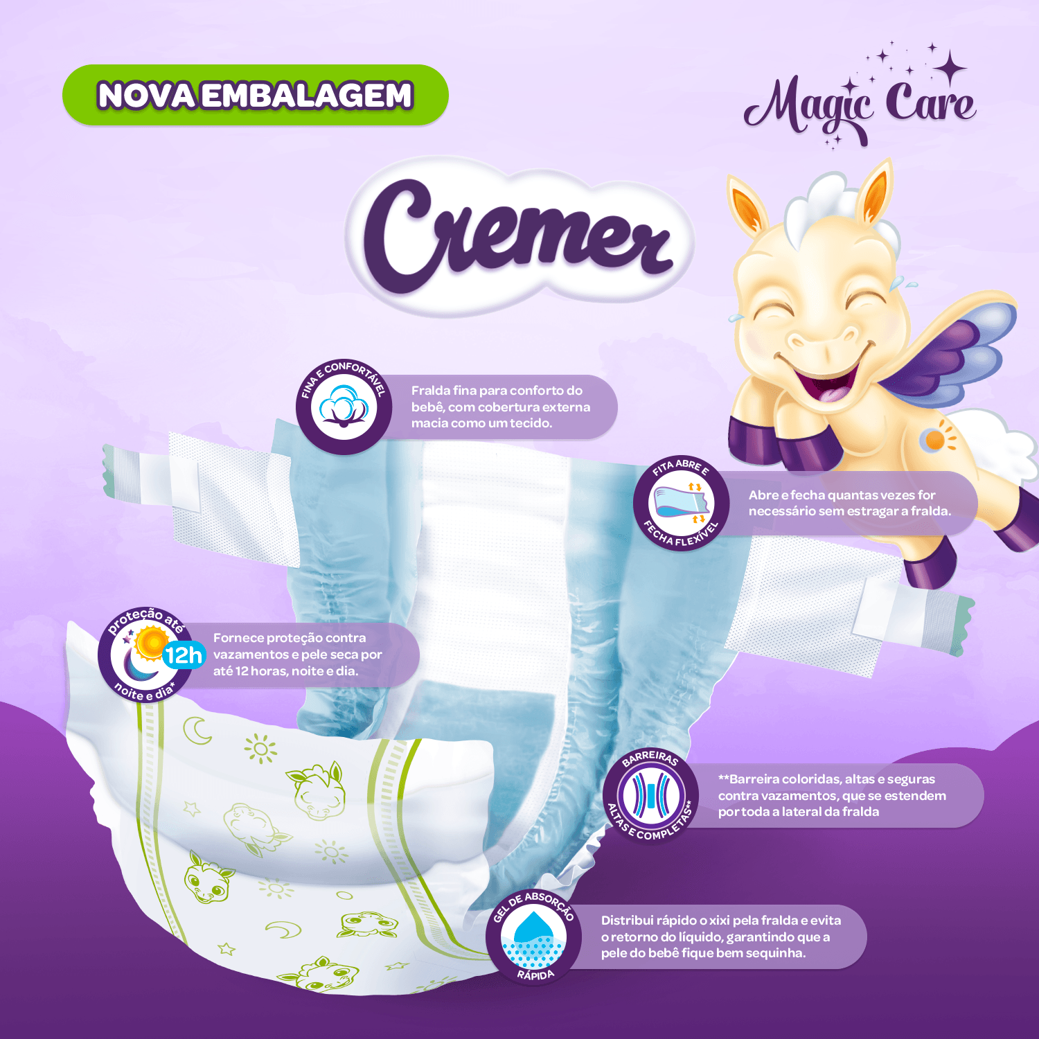 Fralda Cremer Magic Care Dia e Noite XG 52 Unidades — foto 5