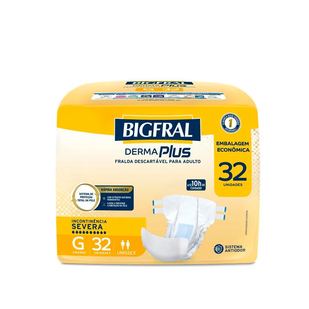 Fralda Descartável Geriatra Bigfral Derma Plus G 32 Unidades