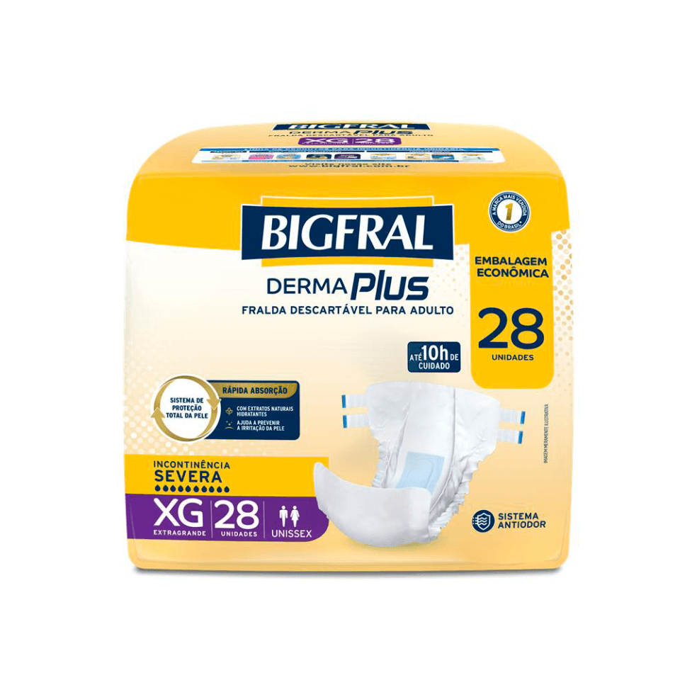 Fralda Descartável Geriatra Bigfral Derma Plus Incontigência Severa Xg 28 Unidades