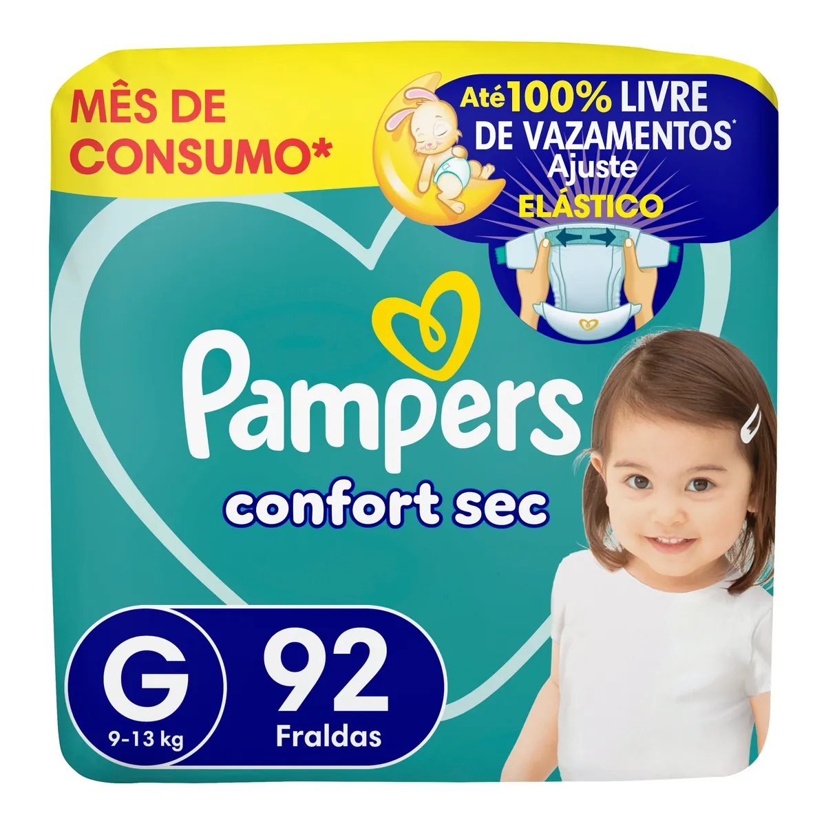 Fralda Descartável Infantil Pampers Confort Sec G 92 Unidades