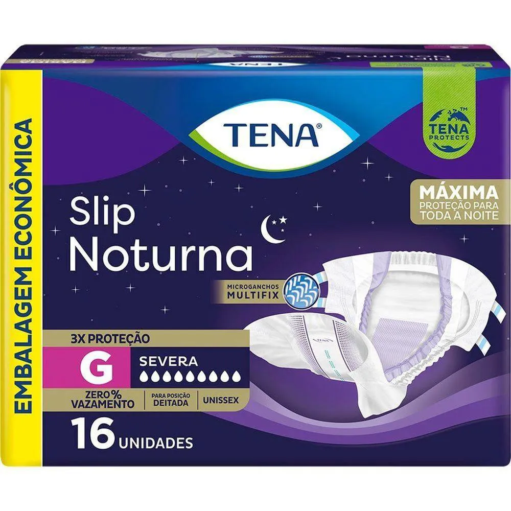 Fralda Geriátrica Descartável Tena Slip Noturna Incontinência Urinária Severa G 16 Unidades
