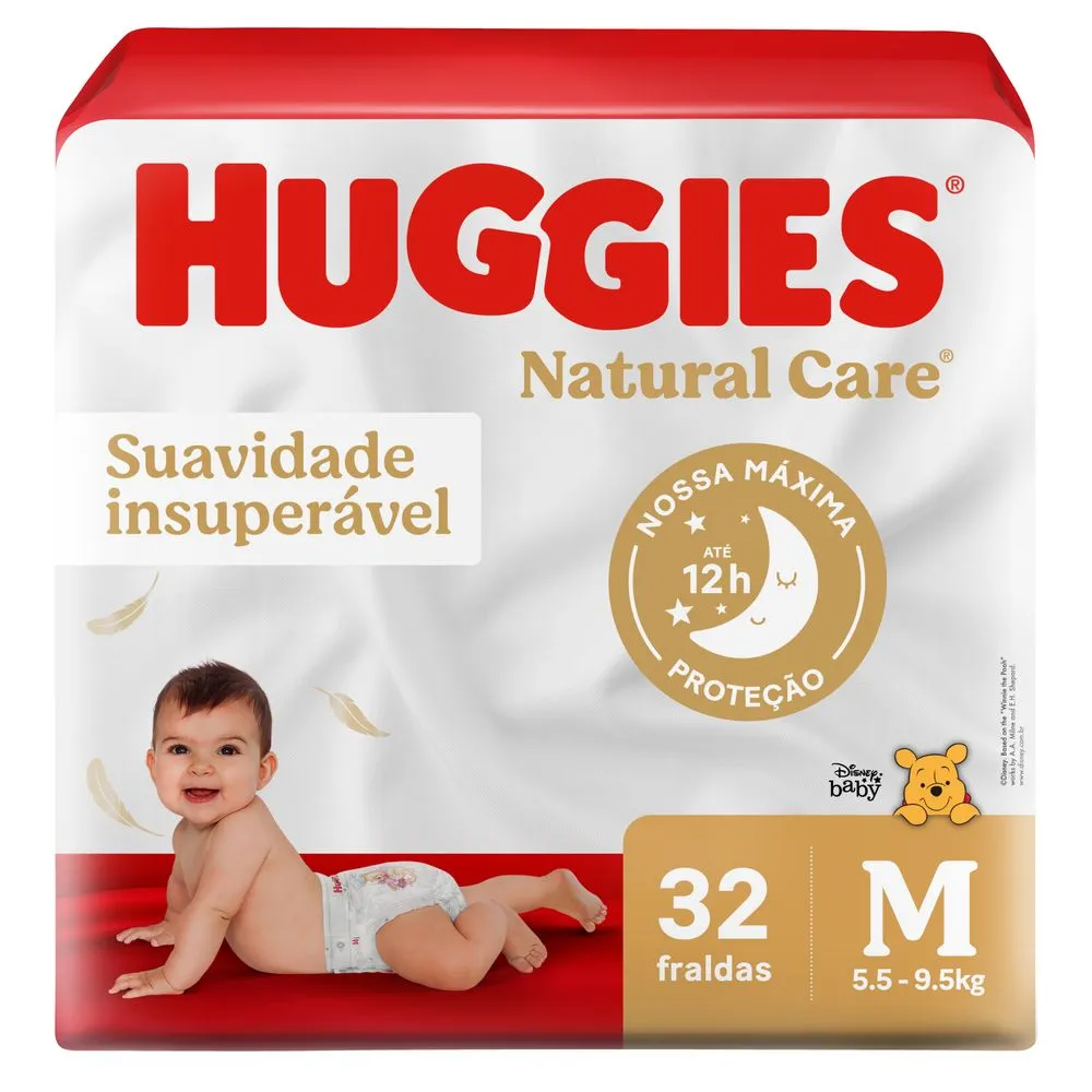 Fralda Huggies Natural Care M 32 Unidades