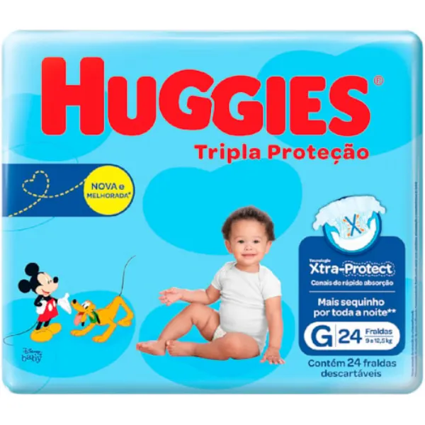 Fralda Huggies Tripla Proteção Jumbo - G - 24 Unidades