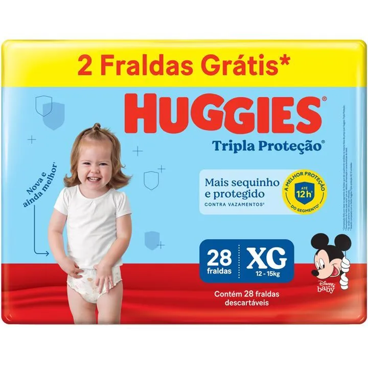 Fralda Huggies Tripla Proteção Mega (XG) - 28 Unidades