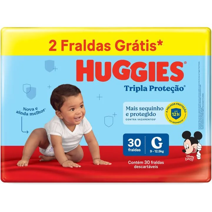 Fralda Huggies Tripla Proteção Meguinha G - 30 Unidades