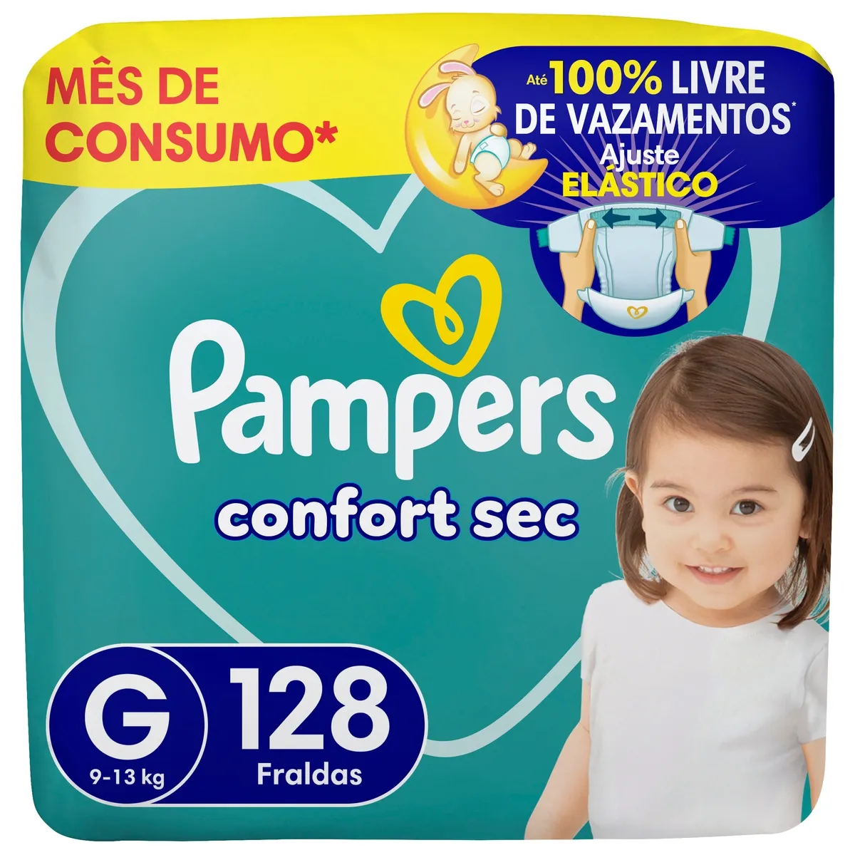 Fralda Pampers Confort Sec G 128 Unidades