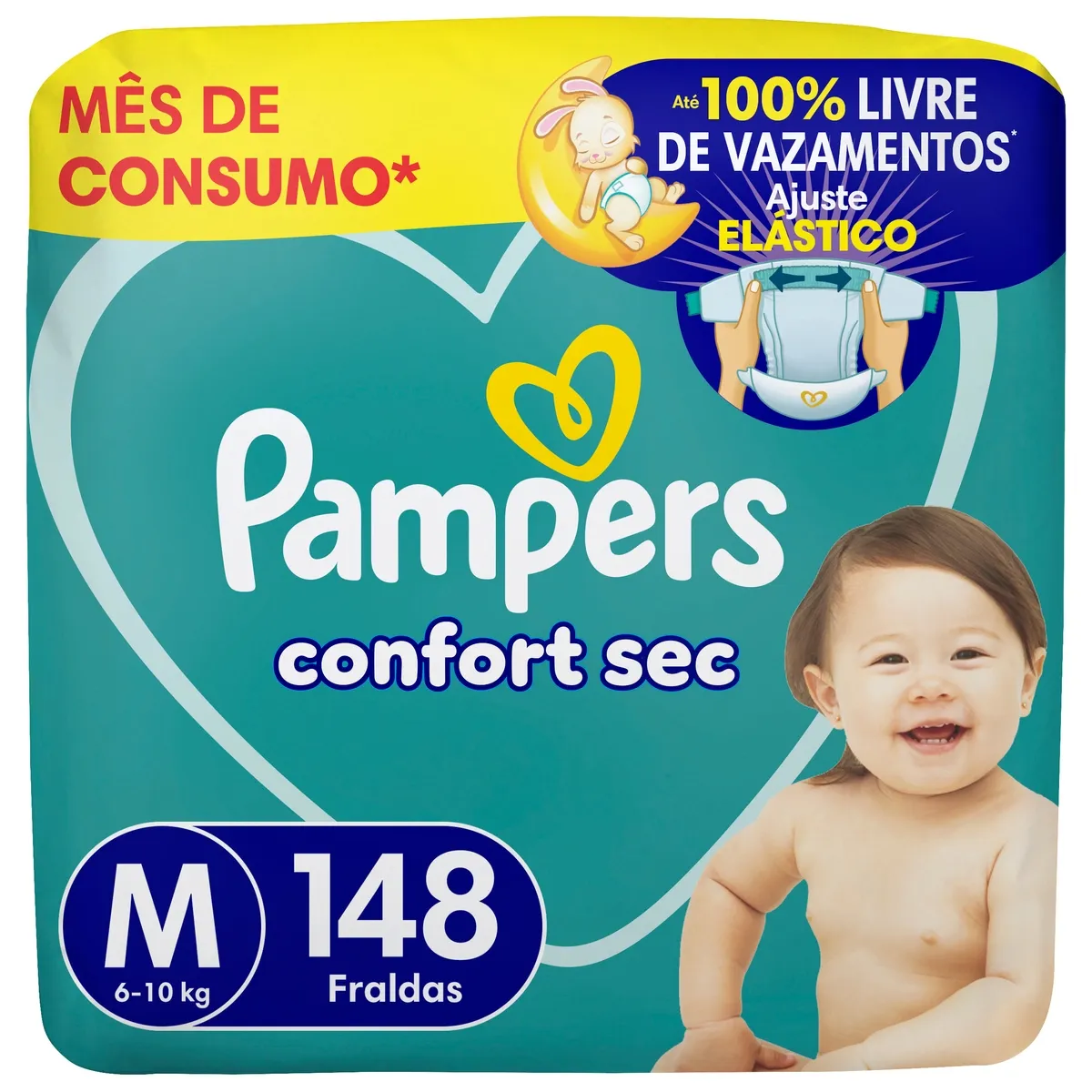 Fralda Pampers Confort Sec M 148 Unidades