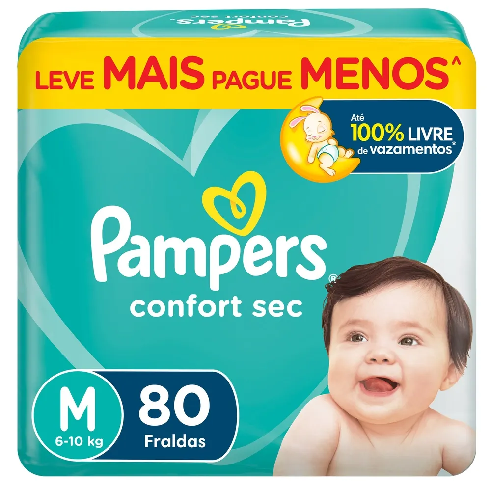 Fralda Pampers Confort Sec M 80 Unidades