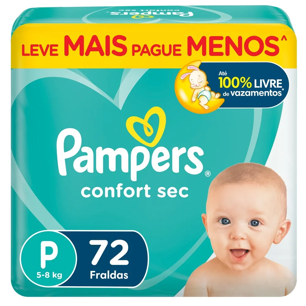 Fralda Pampers Confort Sec P 72 Unidades