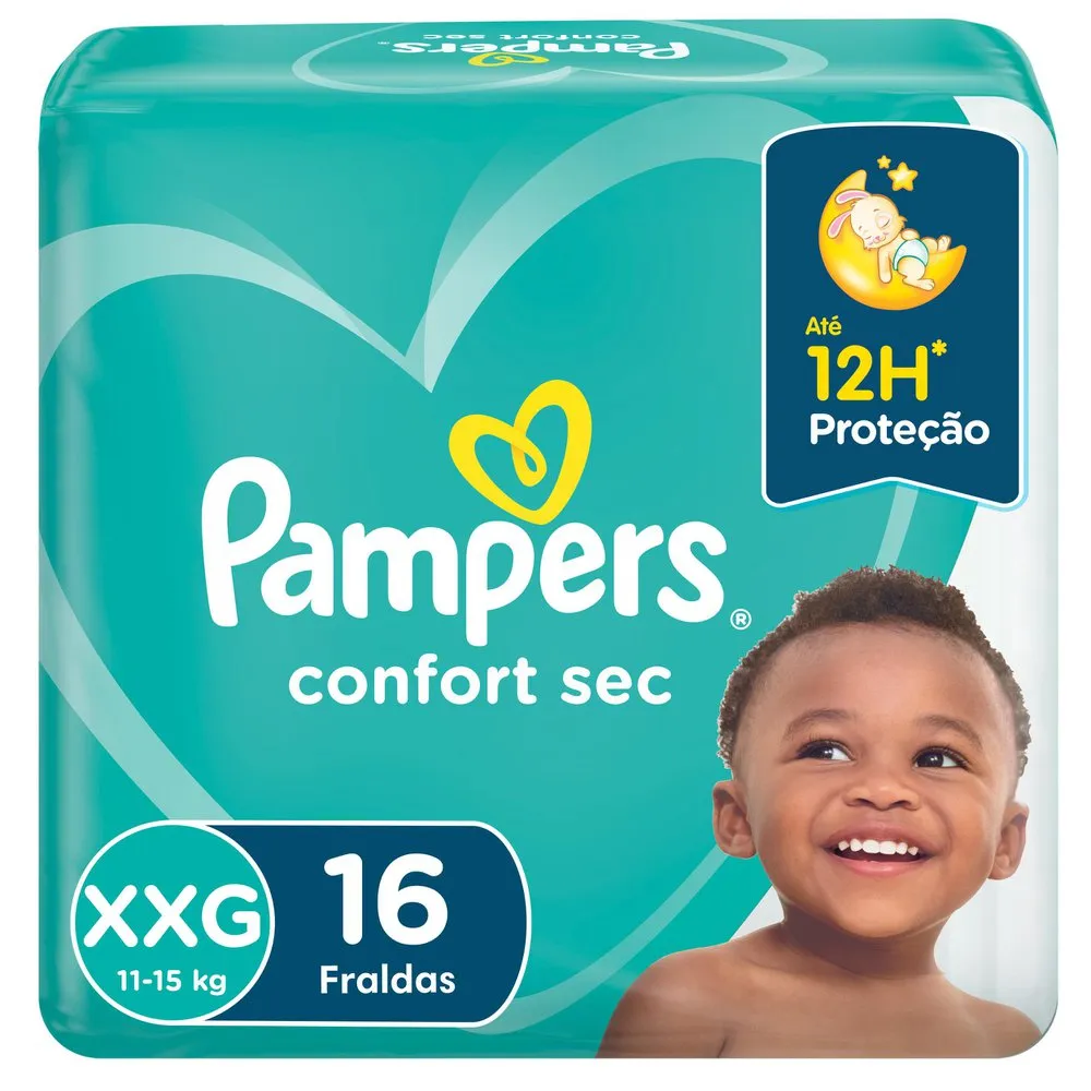 Fralda Pampers Confort Sec - Pacotão Tamanho XXG - 16 Unidades