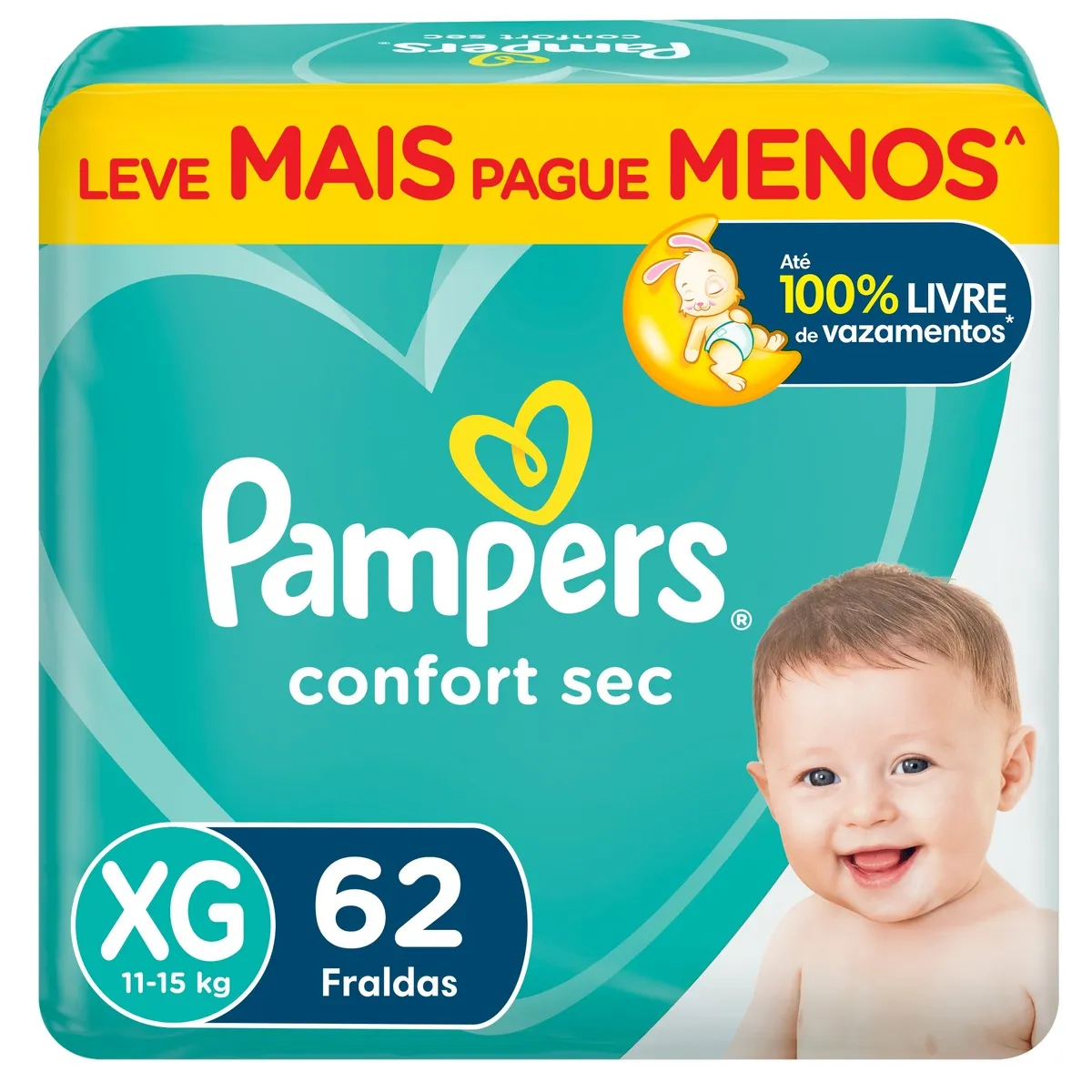 Fralda Pampers Confort Sec XG 62 Unidades