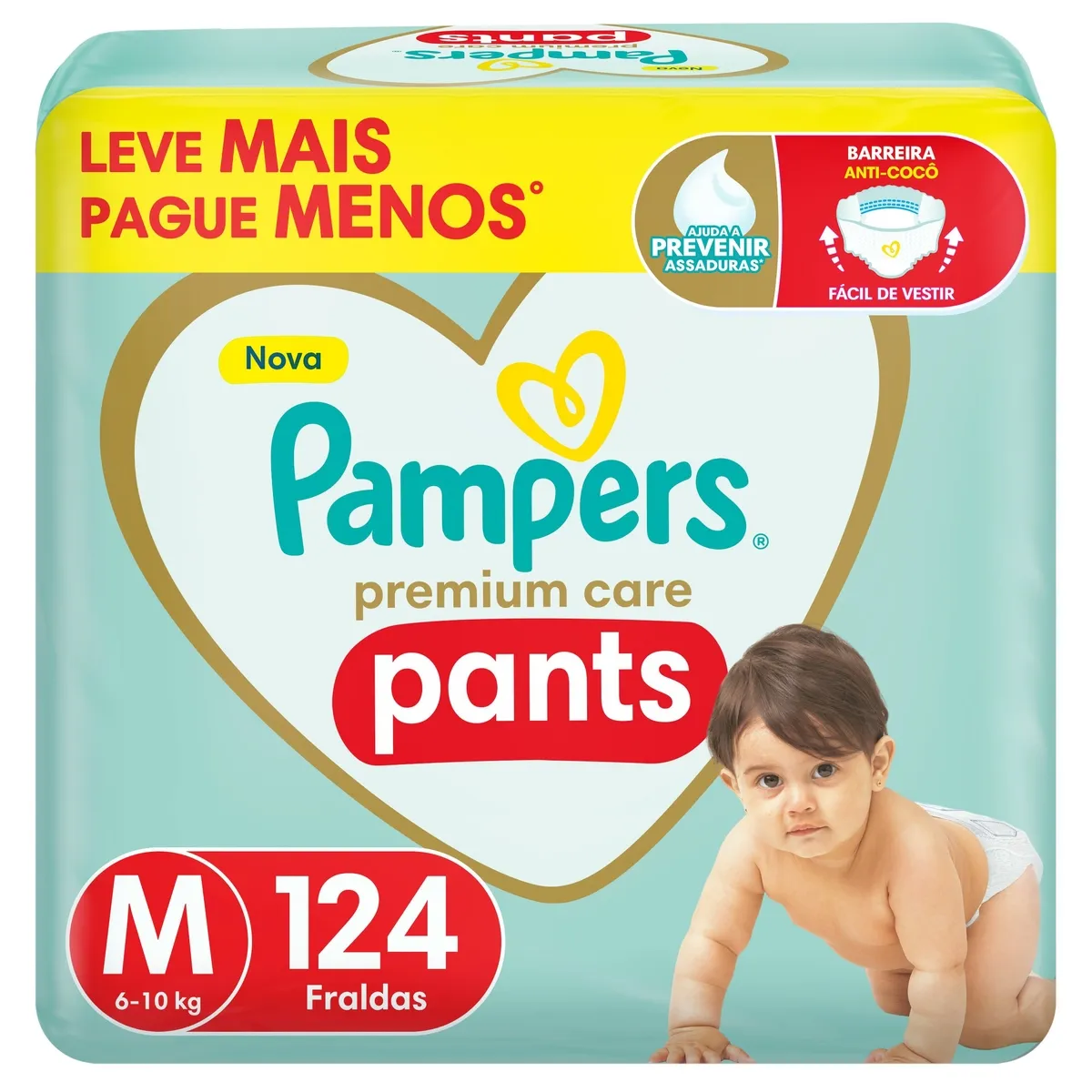 Fralda Pampers Pants Premium Care M 124 Unidades