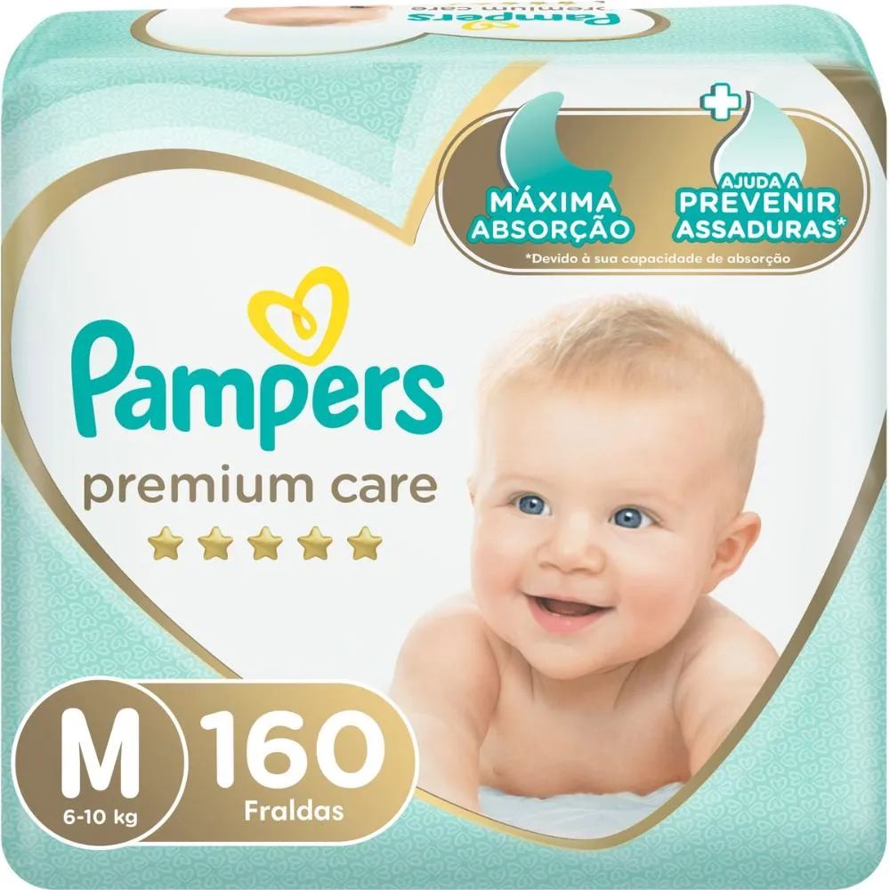 Fralda Pampers Premium Care Topíssima - M - 160 Unidades