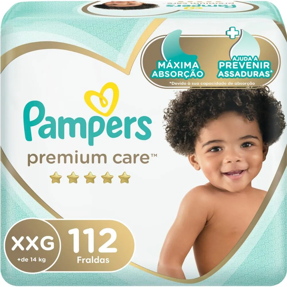 Fralda Pampers Premium Care Topíssima - XXG - 112 Unidades