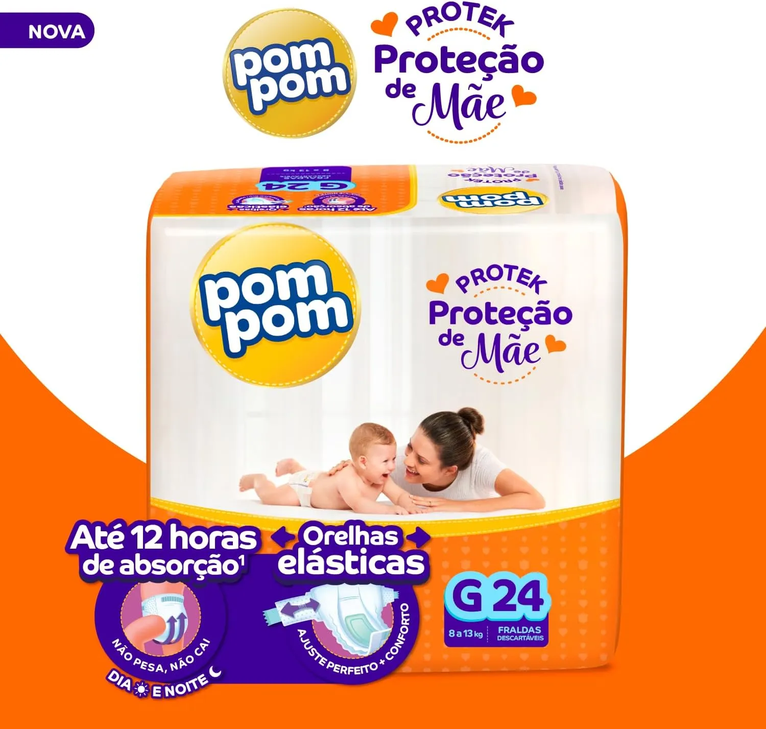Fralda Pom Pom Protek Proteção de Mãe G 24 Unidades — foto 3