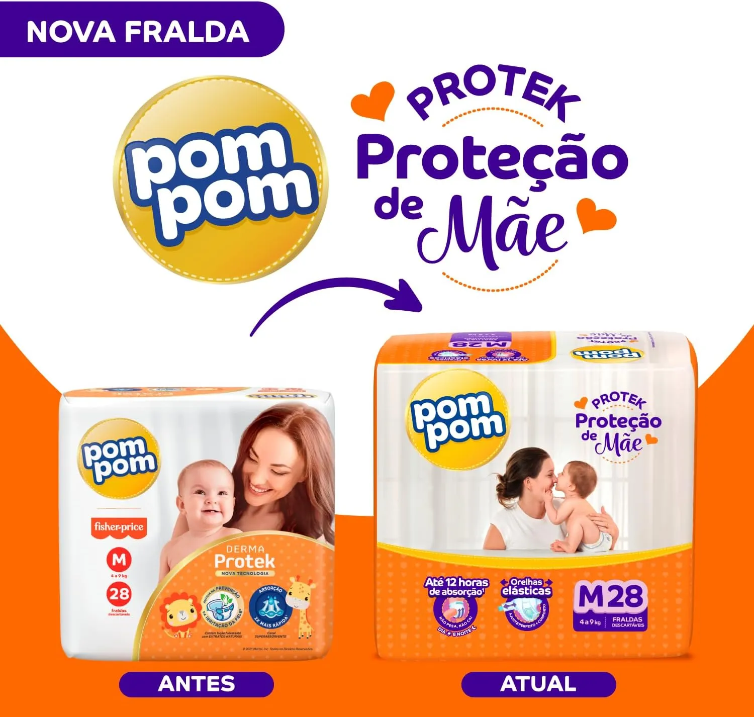 Fralda Pom Pom Protek Proteção de Mãe M 28 Unidades — foto 4