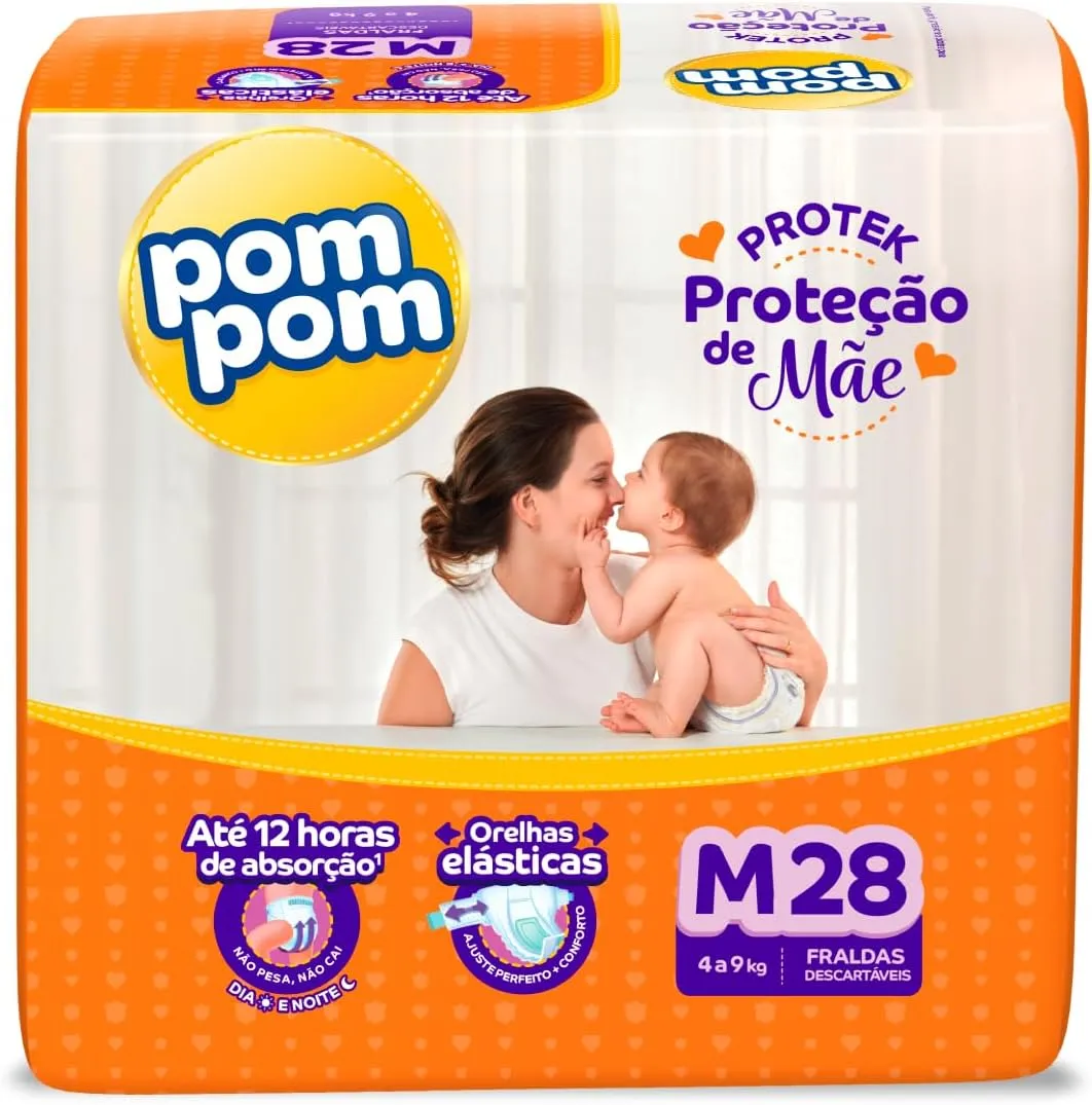 Fralda Pom Pom Protek Proteção de Mãe M 28 Unidades