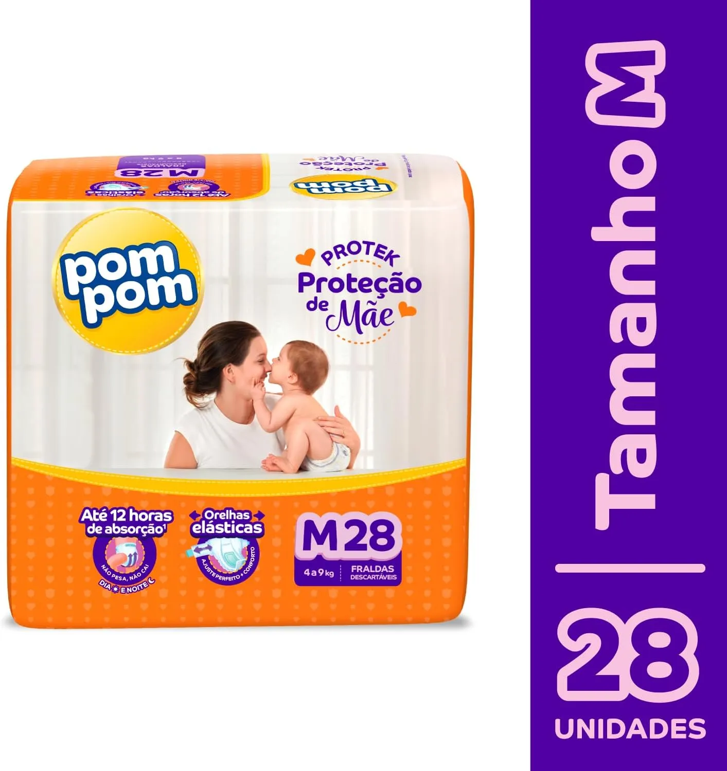 Fralda Pom Pom Protek Proteção de Mãe M 28 Unidades — foto 2
