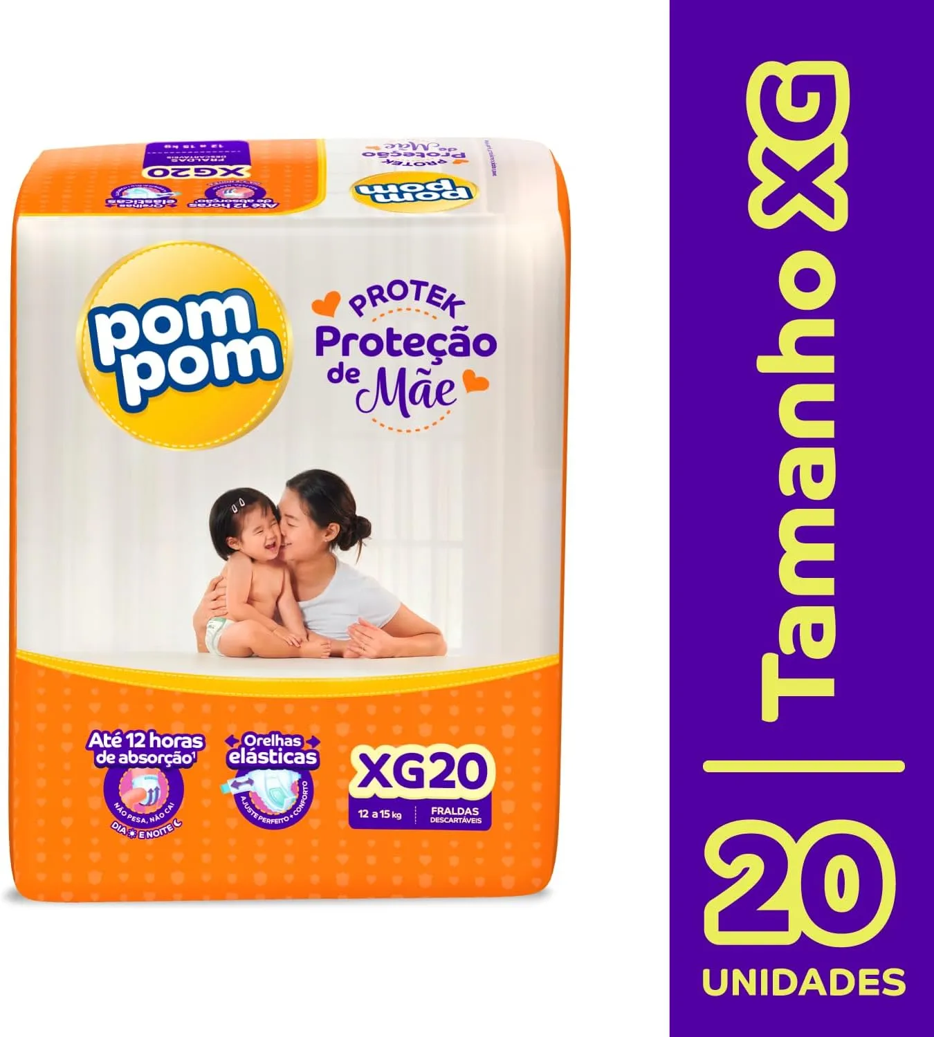 Fralda Pom Pom Protek Proteção de Mãe XG 20 Unidades — foto 2