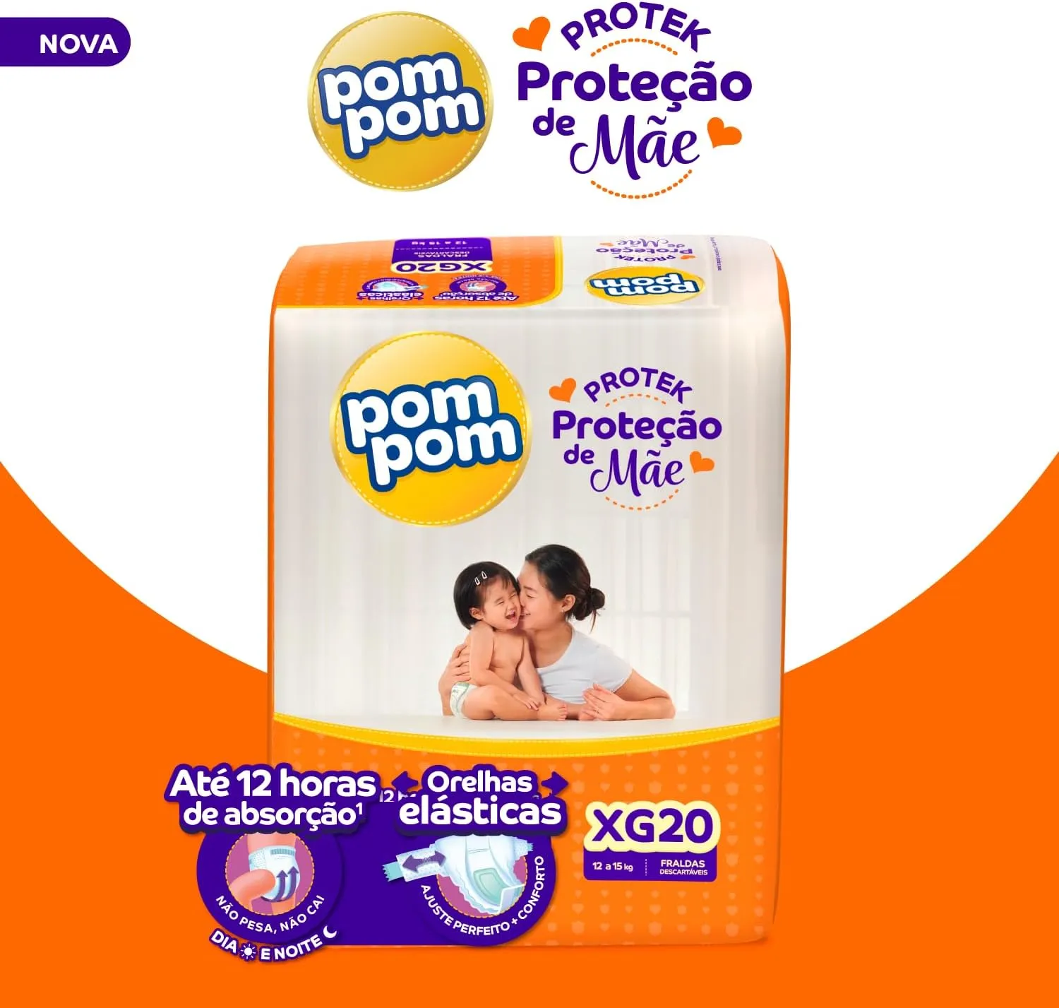 Fralda Pom Pom Protek Proteção de Mãe XG 20 Unidades — foto 3