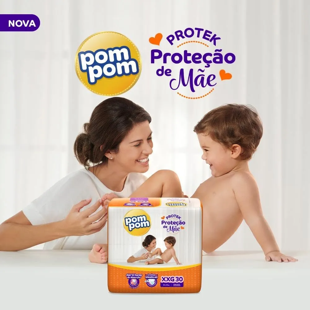 Fralda Pom Pom Protek Proteção de Mãe XXG 18 Unidades — foto 7