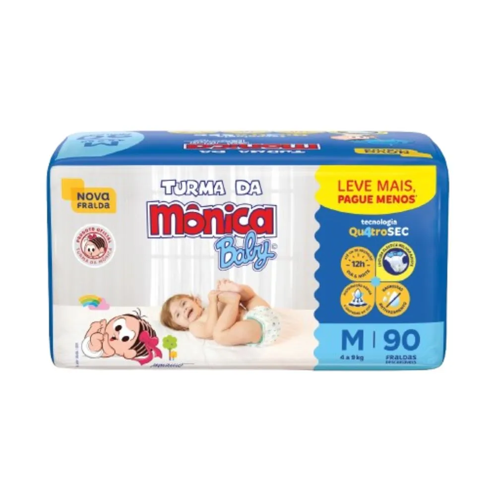 Fralda Turma da Mônica Baby Giga M 90 Unidades