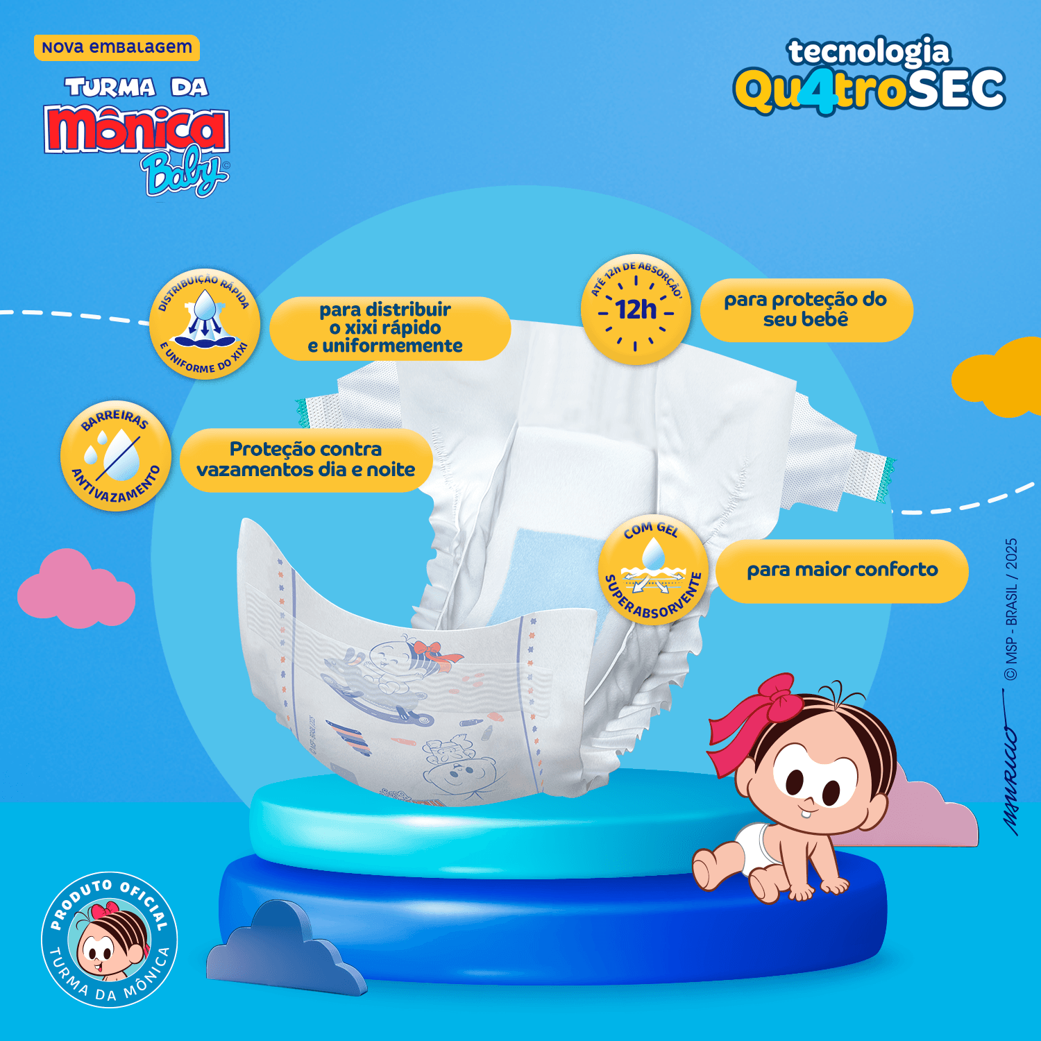 Fralda Turma da Mônica Baby Mega G 44 Unidades — foto 5